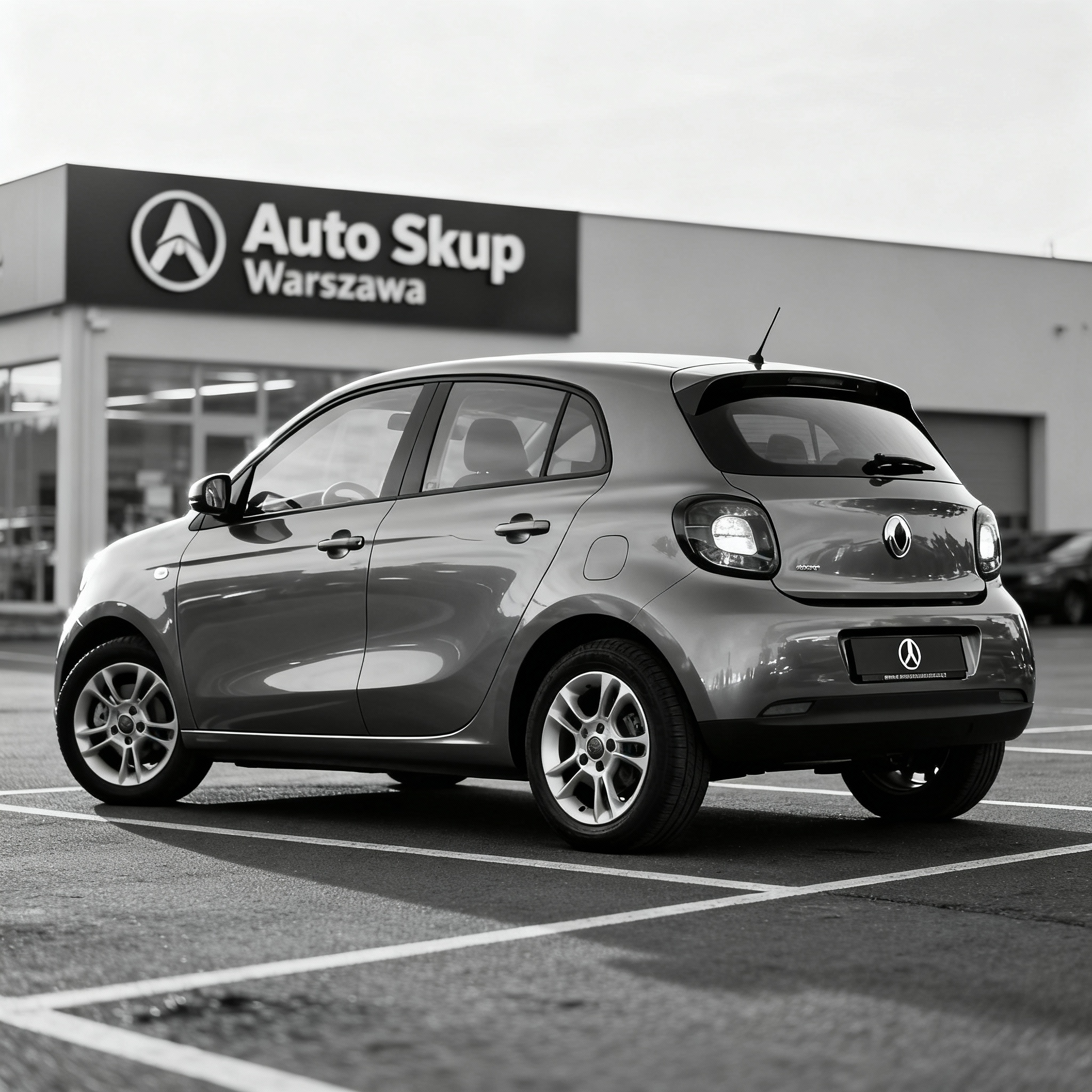 Auto na parkingu przed firmą Auto Skup Warszawa Wola