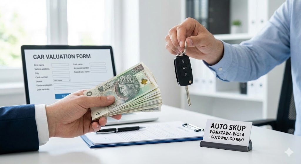 Uścisk dłoni finalizujący sprzedaż samochodu w Auto Skup Warszawa Wola, bezpieczna transakcja z dojazdem do klienta.